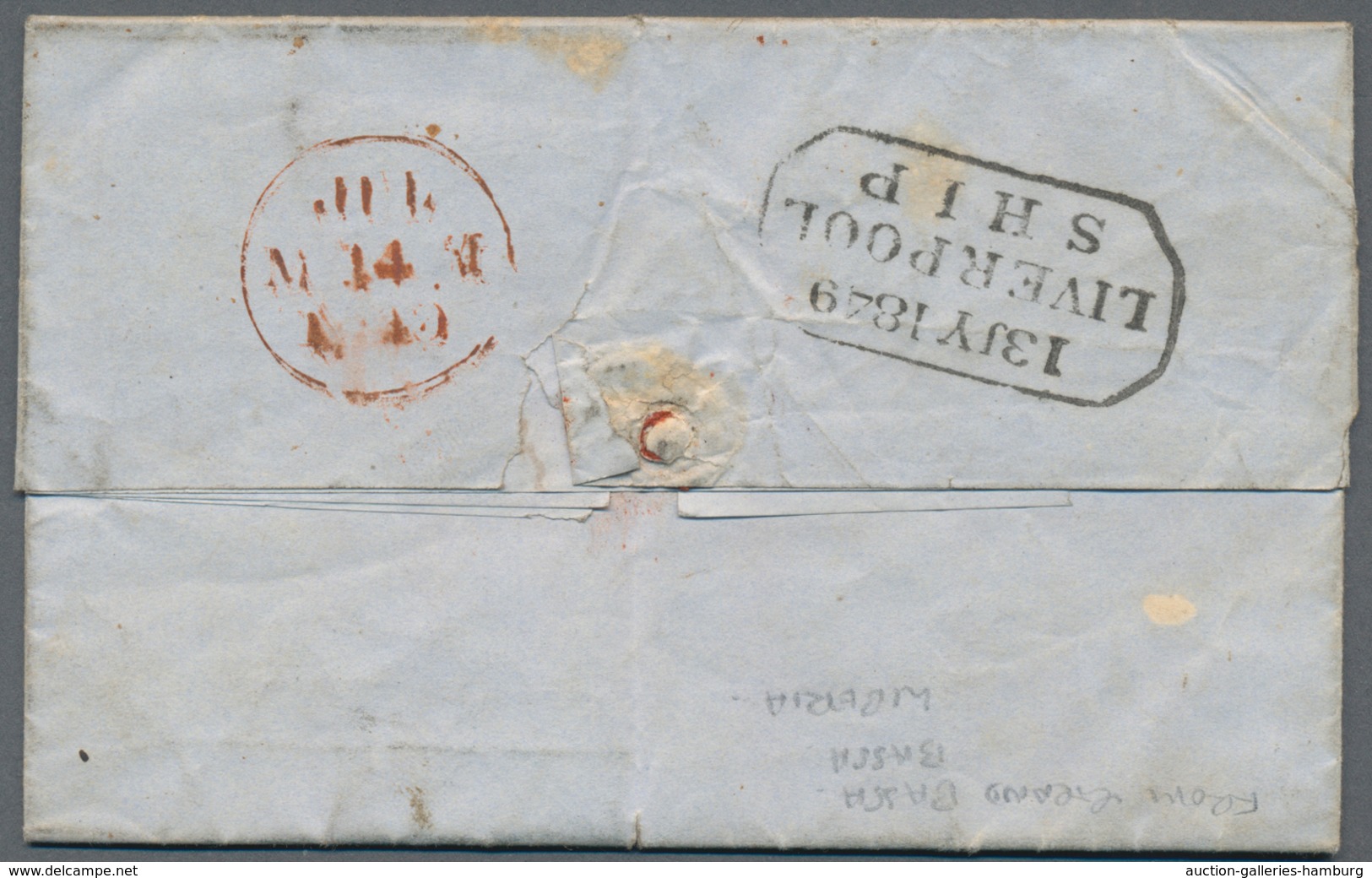 Liberia: 1849, Complete Folded Letter Written "Off The Coast Of Africa" By An Grand Bassa Inhabitant - Liberia