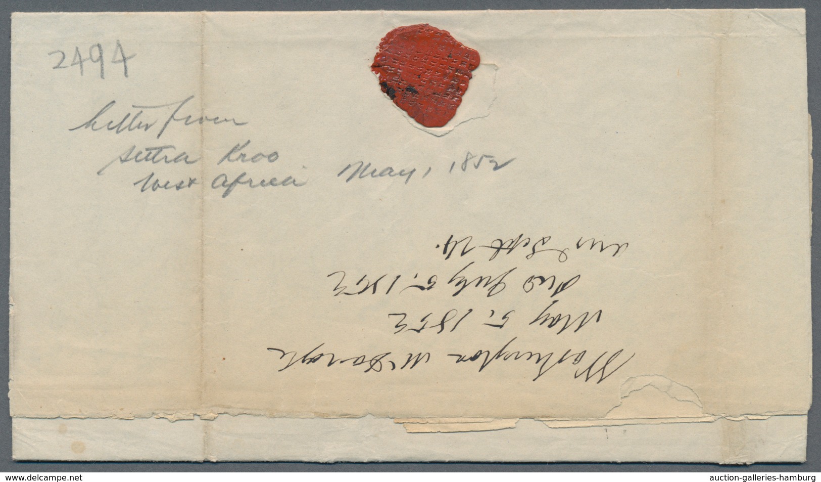 Liberia: 1851/1852, Two Complete Letters Written By "Mission Haouse Settra Kroo" Sent Via Baltimore, - Liberia