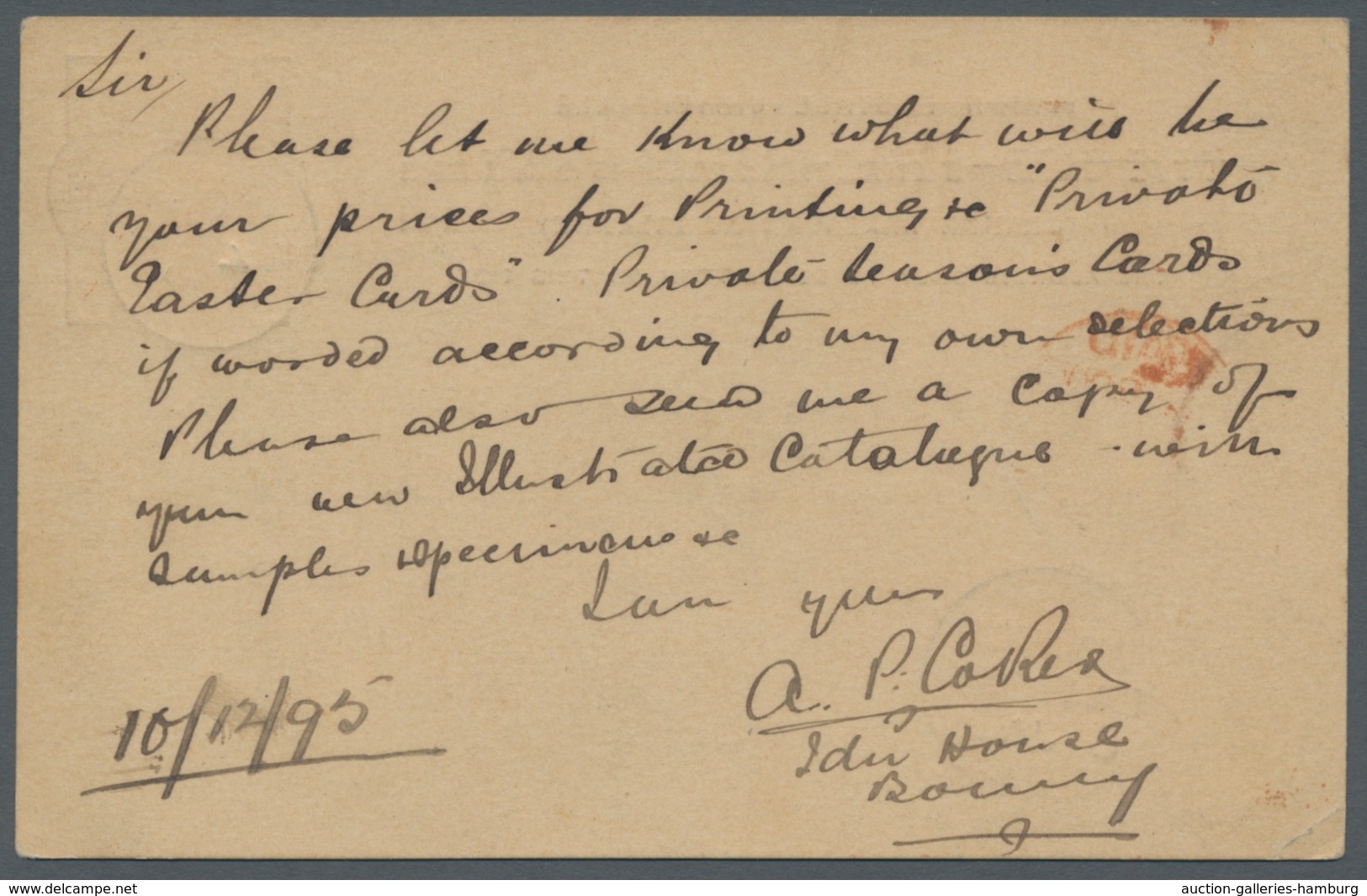 Nigerküste: 1895, Ganzsache Großbritannien 1 P., Mit Überdruck "Niger Coast Protectorate" Und Gutem - Otros & Sin Clasificación