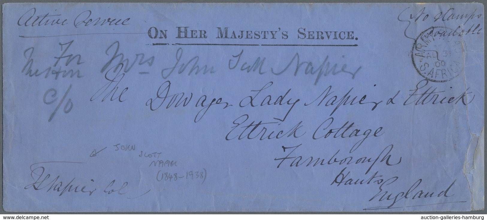 Südafrika: 1900 - 2nd BOER WAR AUG. 31 - OHMS - Large Envelope Endorsed NO STAMPS AVAILABLE - Ex COL - Cartas