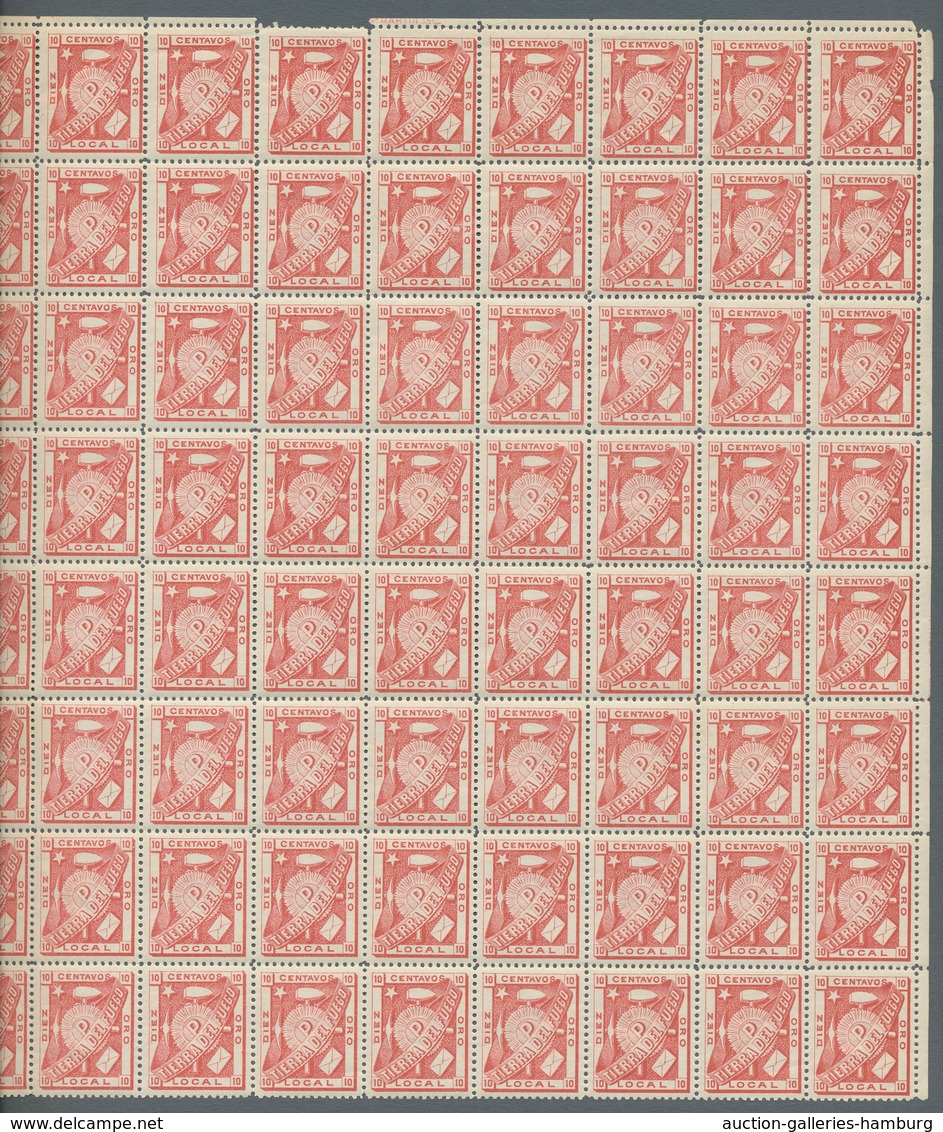 Argentinien - Feuerland: 1891, Privatpost, 10c Karminrot, Seltenes Postfrisches Bogenteil Von 80 Stü - Otros & Sin Clasificación