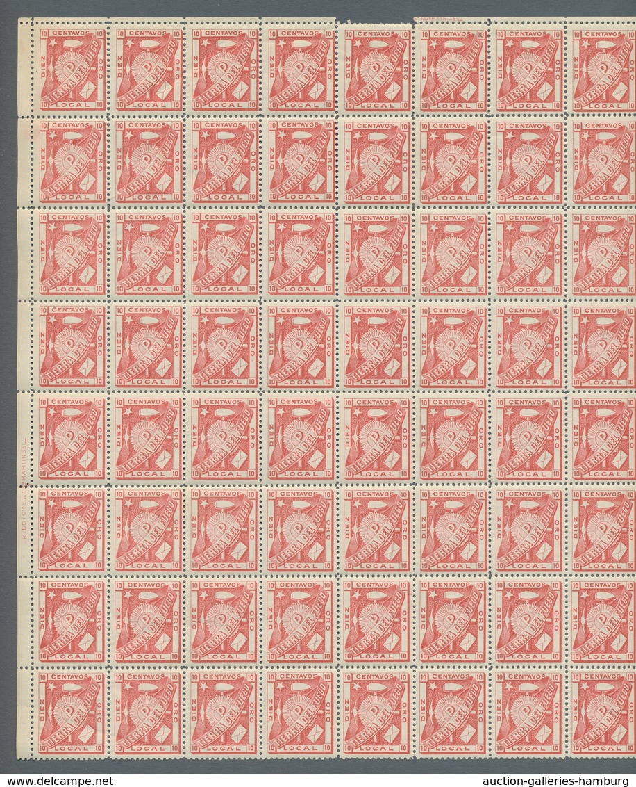 Argentinien - Feuerland: 1891, Privatpost, 10c Karminrot, Seltenes Postfrisches Bogenteil Von 80 Stü - Otros & Sin Clasificación