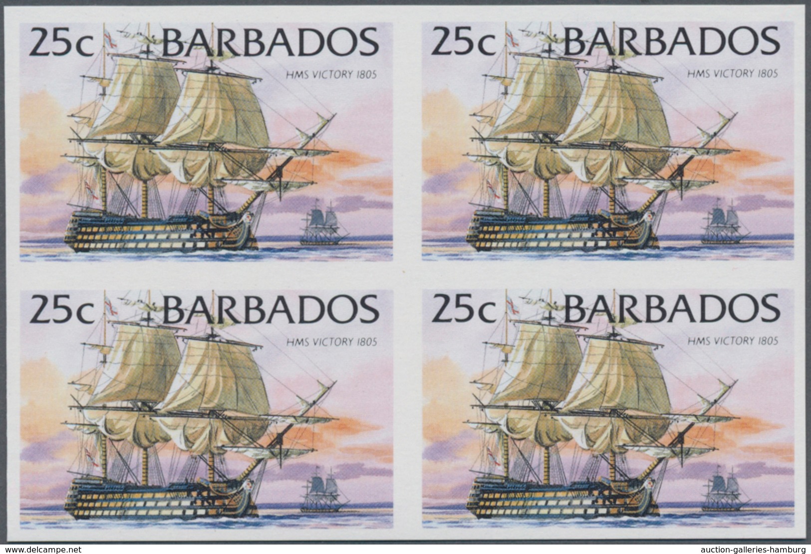 Barbados: 1994/1999. IMPERFORATE Block Of 4 (type I Without Year) For The 25c Value Of The Definitiv - Barbados (1966-...)