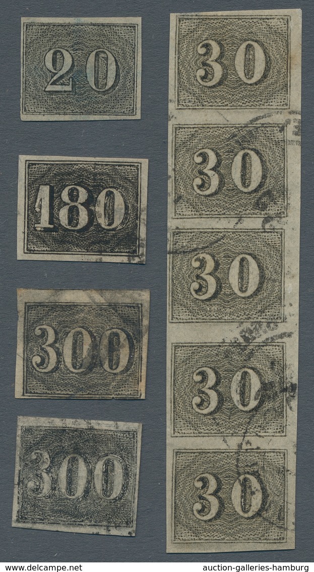Brasilien: 1849, Dritte Ziffernausgabe, Kleine Partie Mit 20 Reis Ungebraucht O.G., 30 Reis Als Senk - Used Stamps