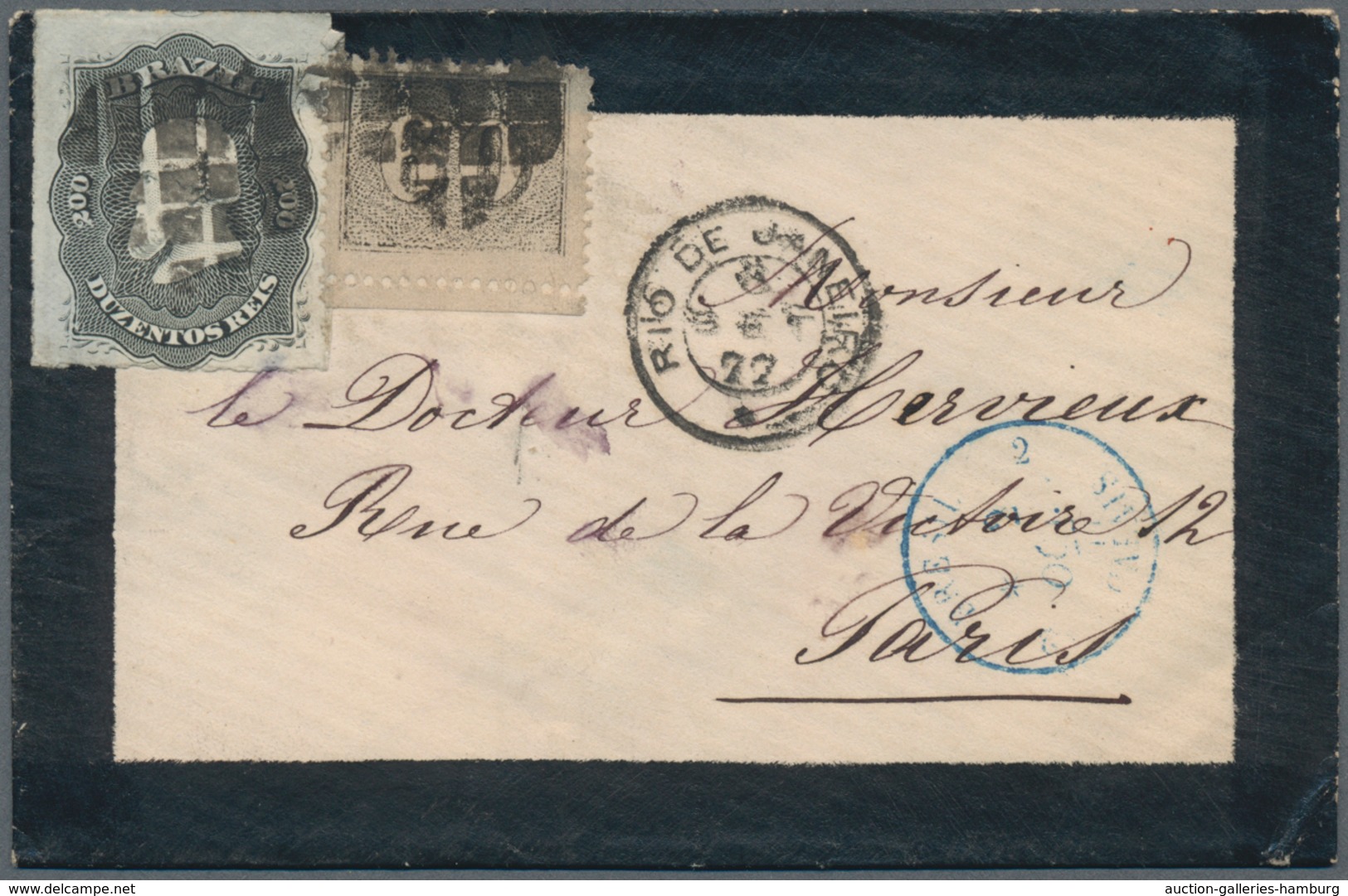 Brasilien: 1877, "RIO DE JANEIRO" (8 SET) Cds On Mourning Cover (minor Imperfection On Reverse) To P - Usados