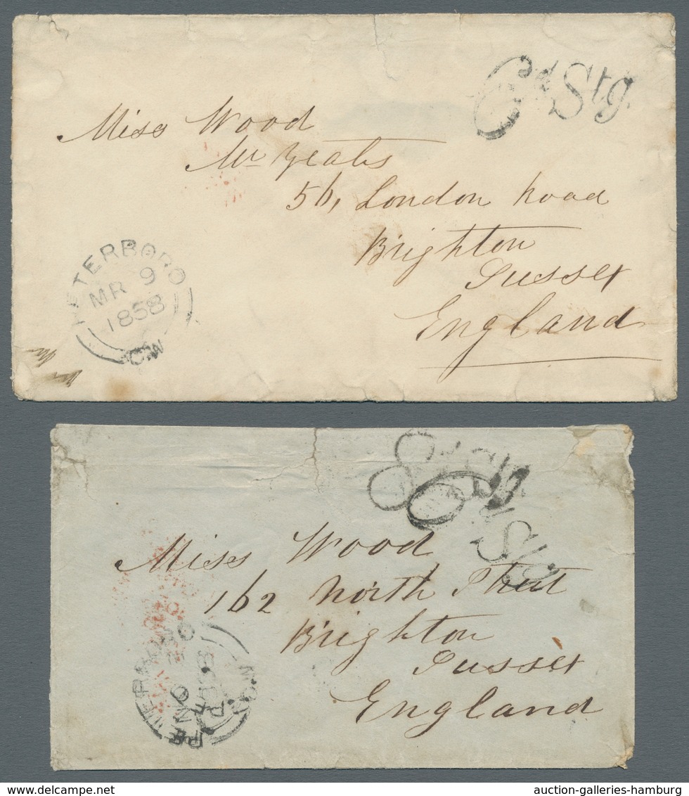 Canada - Vorphila / Stampless Covers: 1858, Zwei Briefe Aus Peterboro (Peterborough) Nach Brighton, - ...-1851 Prefilatelia