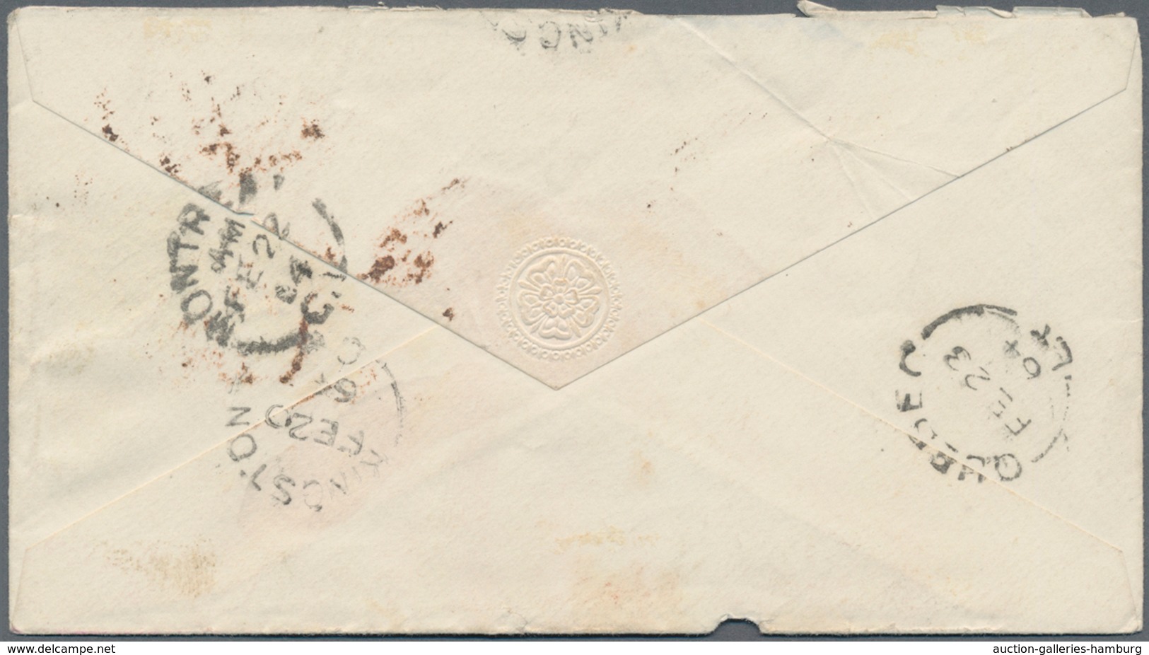 Canada - Colony Of Canada: 1864, Envelope Franked With 1 D QV, Strip Of Three And Single 5 D Beaver - ...-1851 Prefilatelia