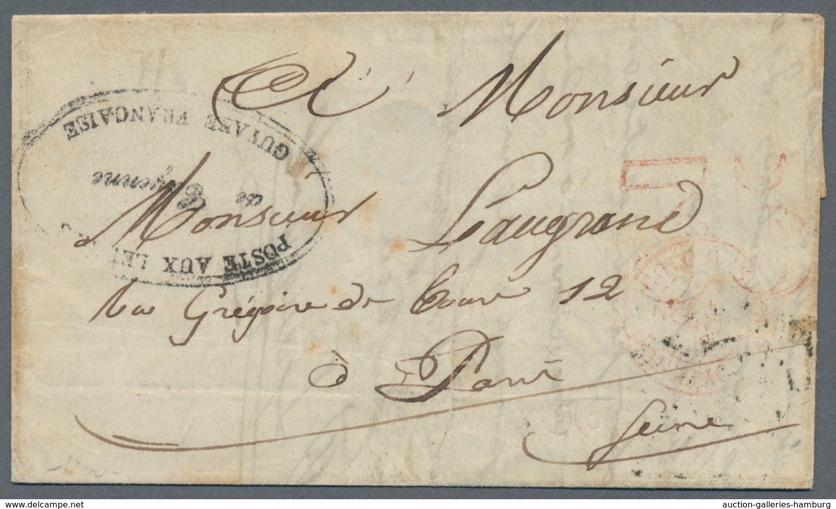 Französisch-Guyana: 1853, Prisoner's Letter, Some Parts Missing, With Large Oval "POSTE AUX LETTRES - Cartas & Documentos