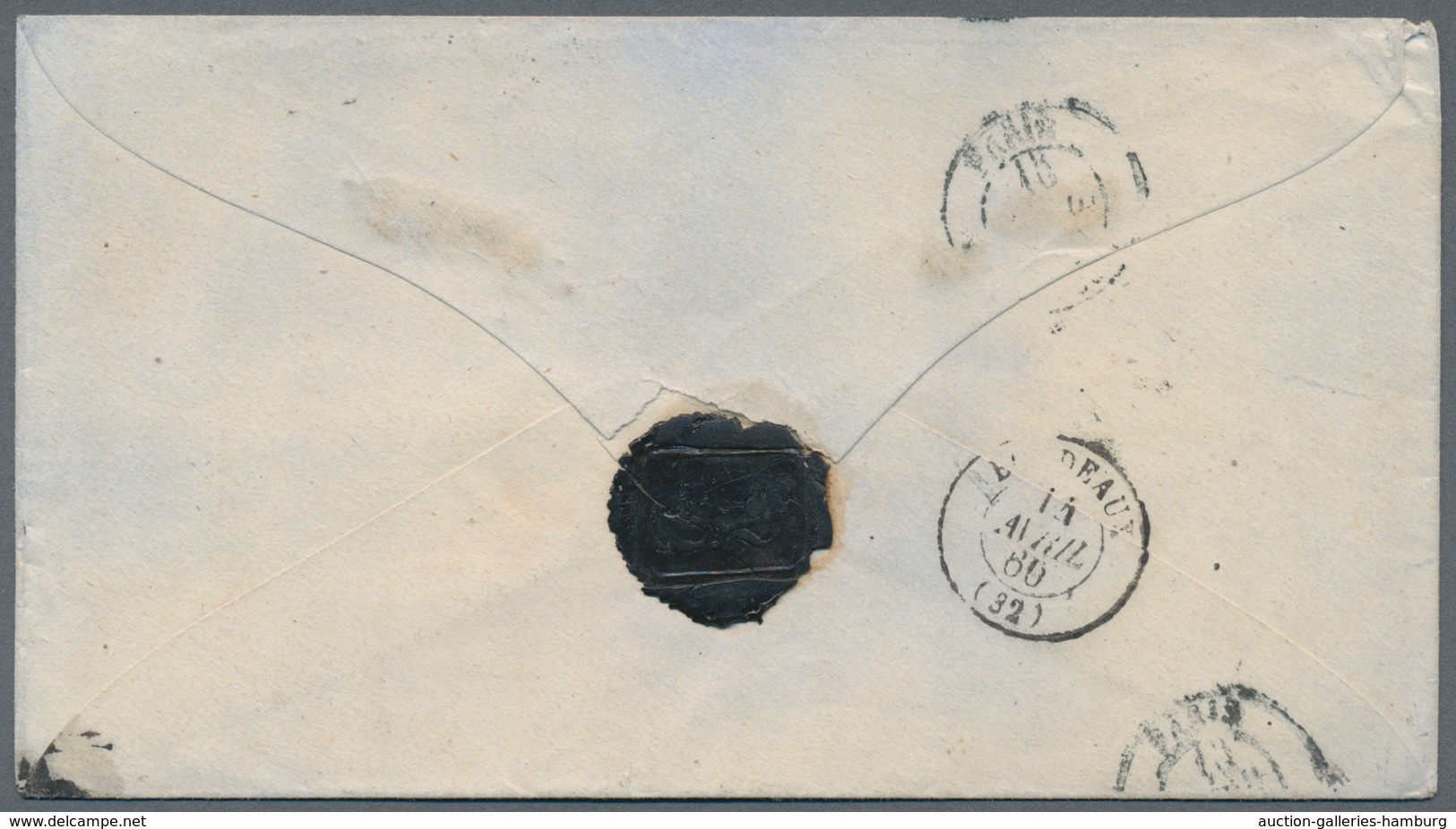 Französisch-Guyana: 1860, Envelope With Double Circle "CAYENNE - GUYANE FRANCAIS" Sent "Par Le Packe - Covers & Documents
