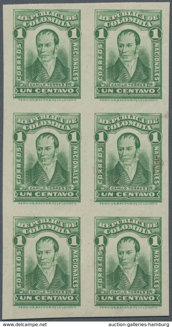 Kolumbien: 1917, 1 C Green Imperforated In Block Of Six Mint Never Hinged - Colombia