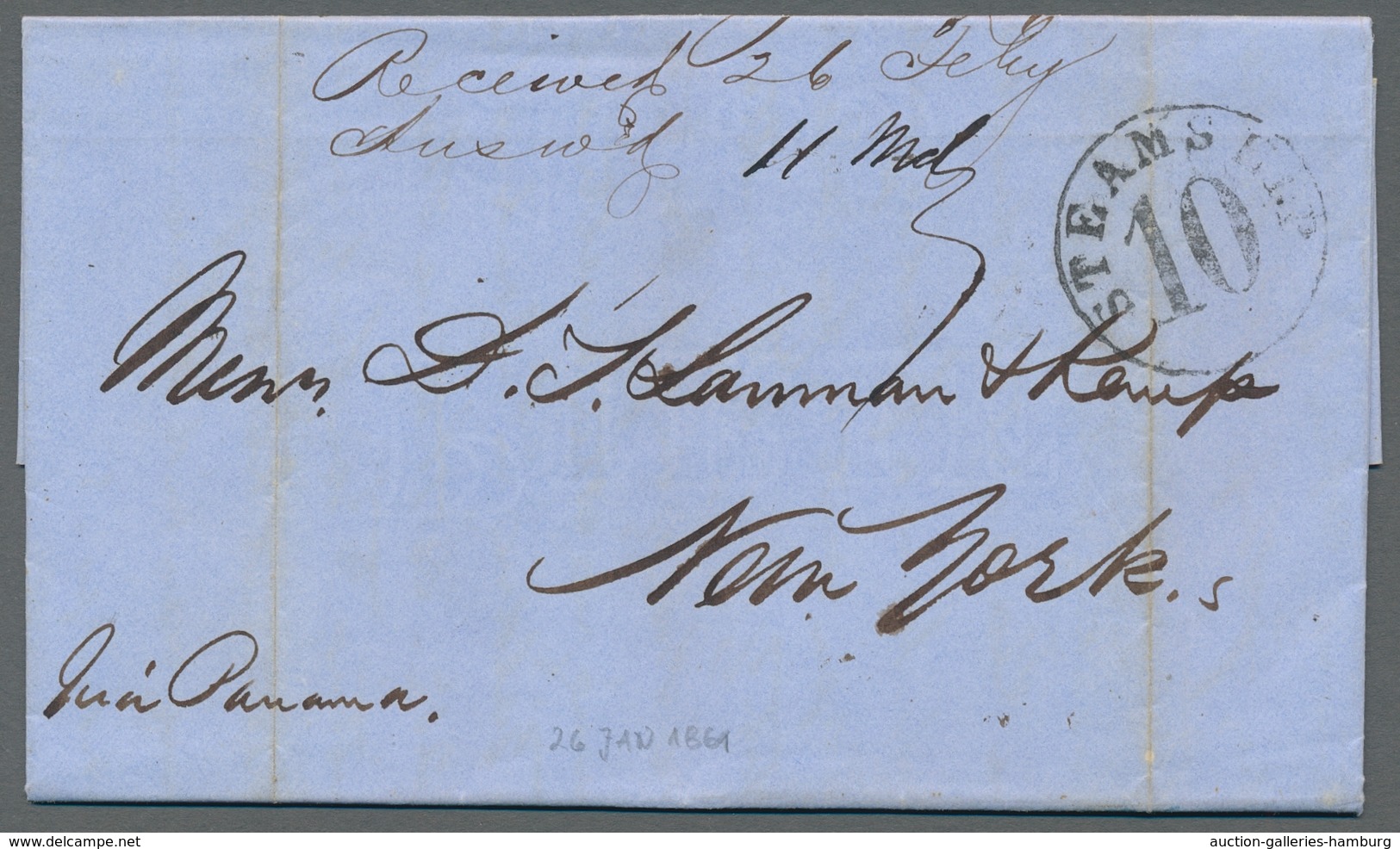 Peru: 1861 And 1863 Respectively, Two Unmarked Folding Letters To New York Each With STEAMSHIP 10, G - Perú