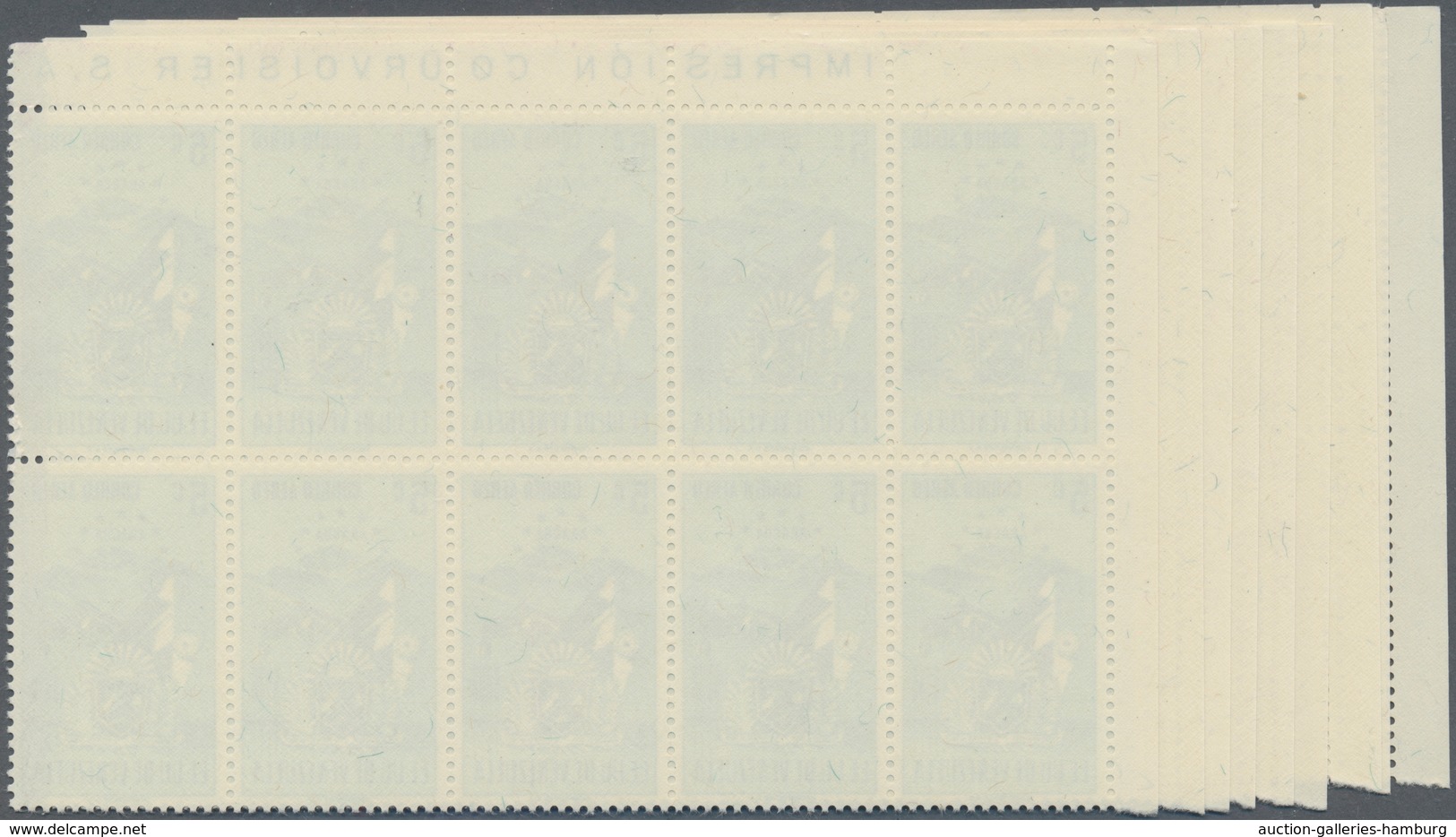 Venezuela: 1952, Coat Of Arms 'ARAGUA' Airmail Stamps Complete Set Of Nine In Blocks Of Ten From Upp - Venezuela