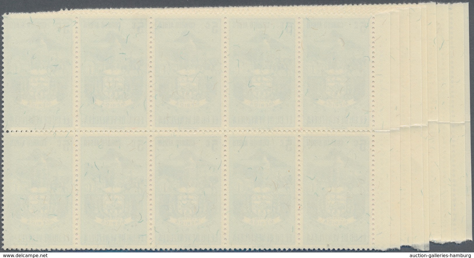 Venezuela: 1953, Coat Of Arms 'MERIDA' Airmail Stamps Complete Set Of Nine In Blocks Of Ten From Lef - Venezuela