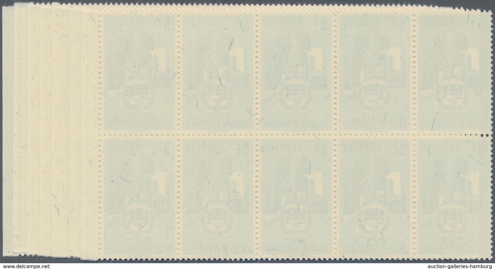 Venezuela: 1953, Coat Of Arms 'FALCON' Normal Stamps Complete Set Of Seven In Blocks Of Ten From Rig - Venezuela