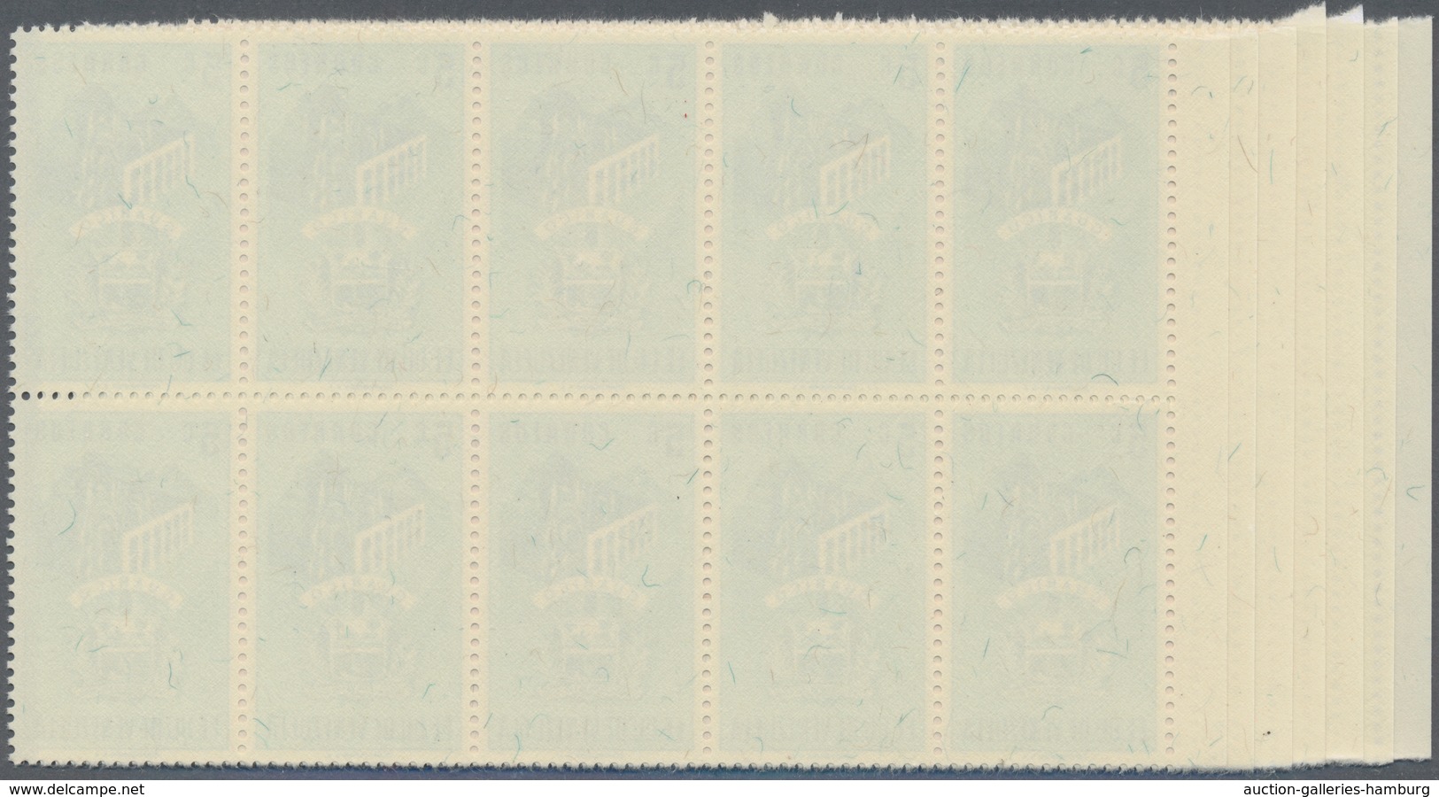 Venezuela: 1953, Coat Of Arms 'GUARICO' Normal Stamps Complete Set Of Seven In Blocks Of Ten From Le - Venezuela