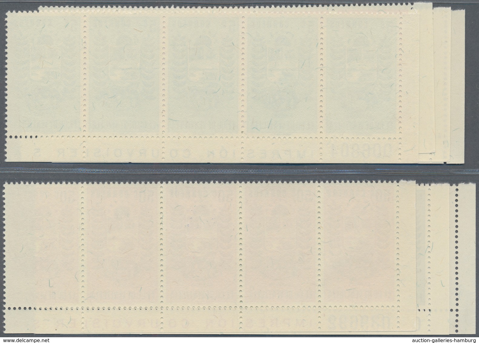 Venezuela: 1953, Coat Of Arms 'BARINAS' Normal Stamps Complete Set Of Seven In Horizontal Strips Of - Venezuela