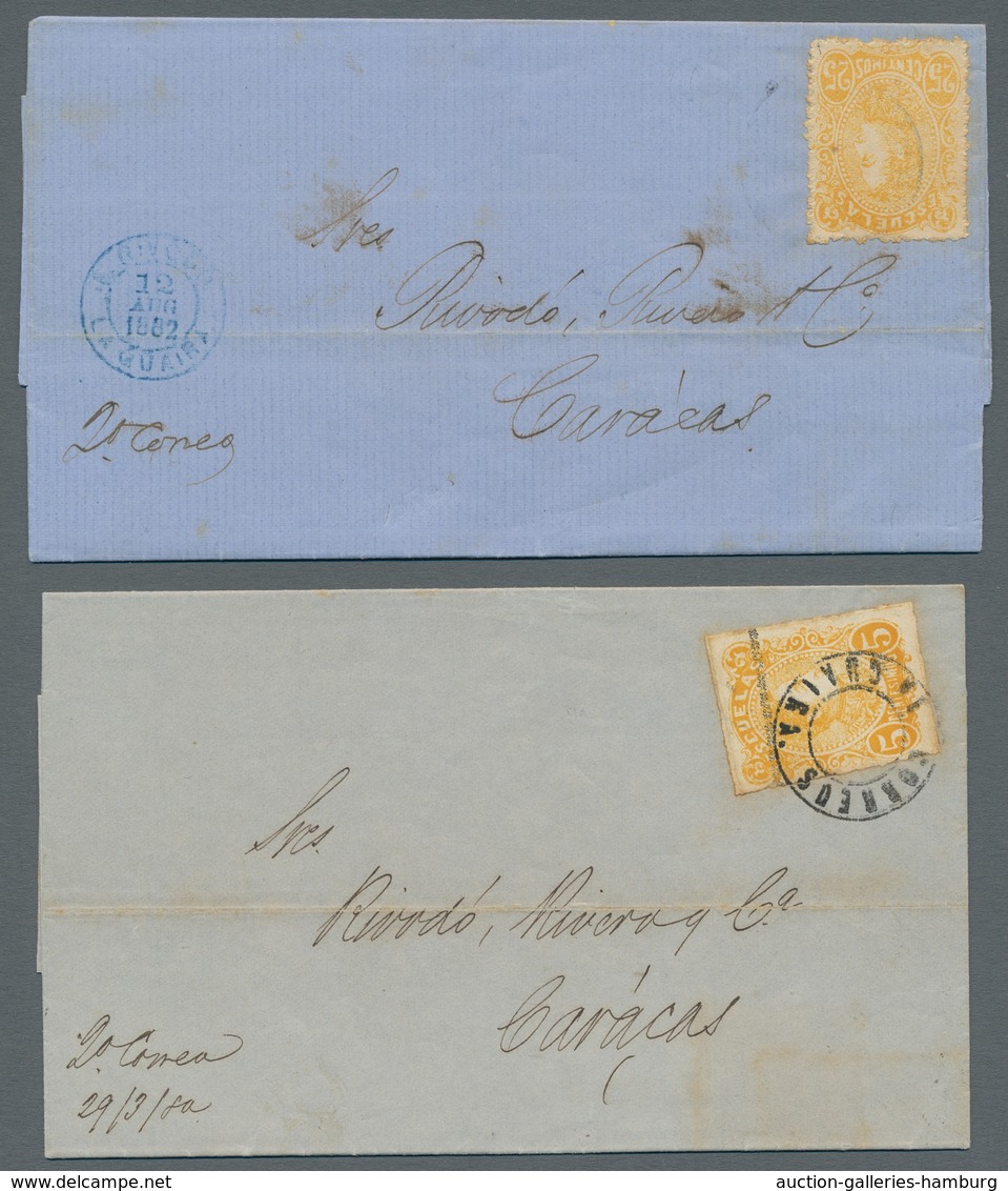 Venezuela - Stempelmarken: 1880/1882, Zwei Briefe Mit Als Freimarken Verwendeten Stempelmarken, 5 C. - Venezuela