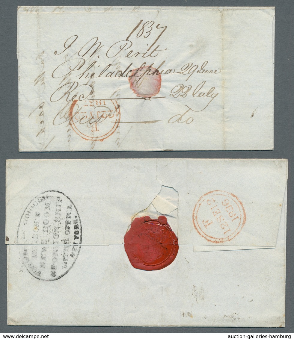 Vereinigte Staaten Von Amerika - Vorphila / Stampless Covers: 1836-37, Zwei Briefe, Einer Mit Vollst - …-1845 Prefilatelia