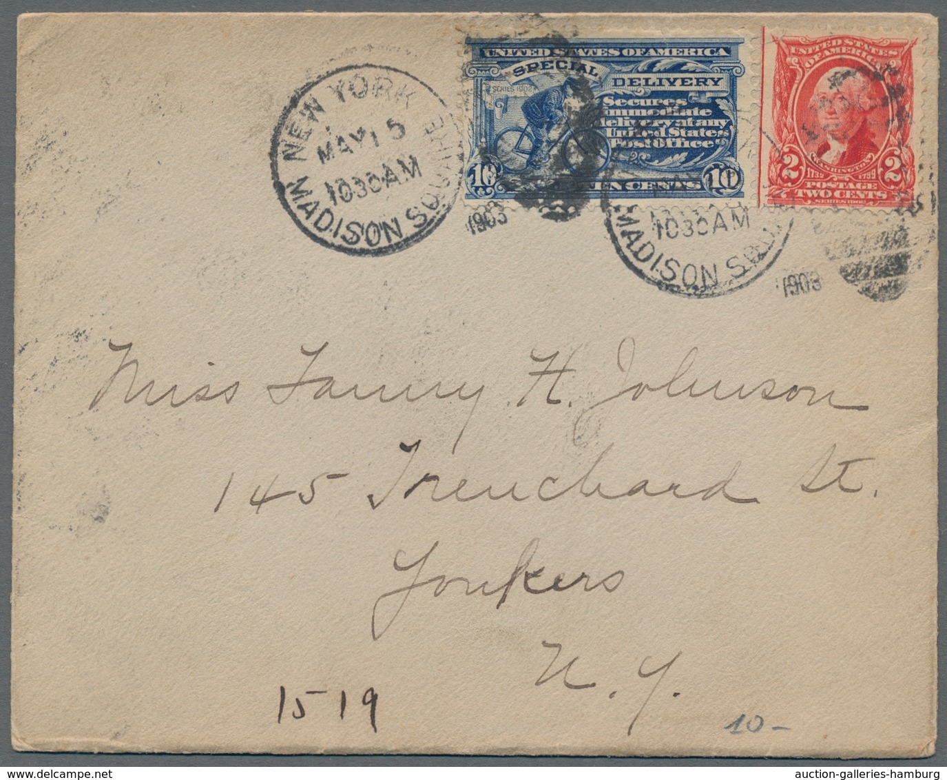 Vereinigte Staaten von Amerika: 1881-1935, kleine Partie aus sieben Briefen, davon fünf mit "Special