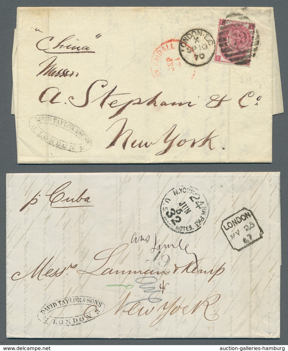 Vereinigte Staaten Von Amerika - Transatlantik-Mail: 1862-1870, Drei Briefe Aus Großbritannien In Di - Otros & Sin Clasificación