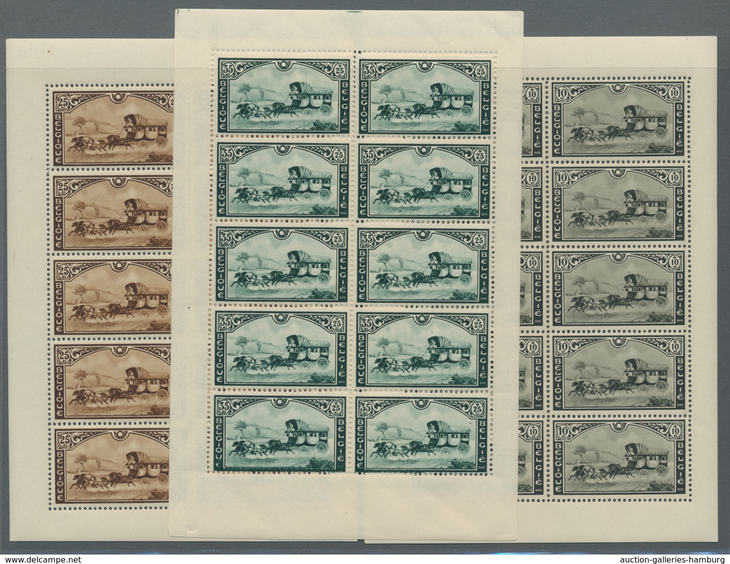 Belgien: 1935, Briefmarkenausstellung, Postkutschensatz Komplett Und Tadellos Postfrisch Jeweils Im - Cartas & Documentos