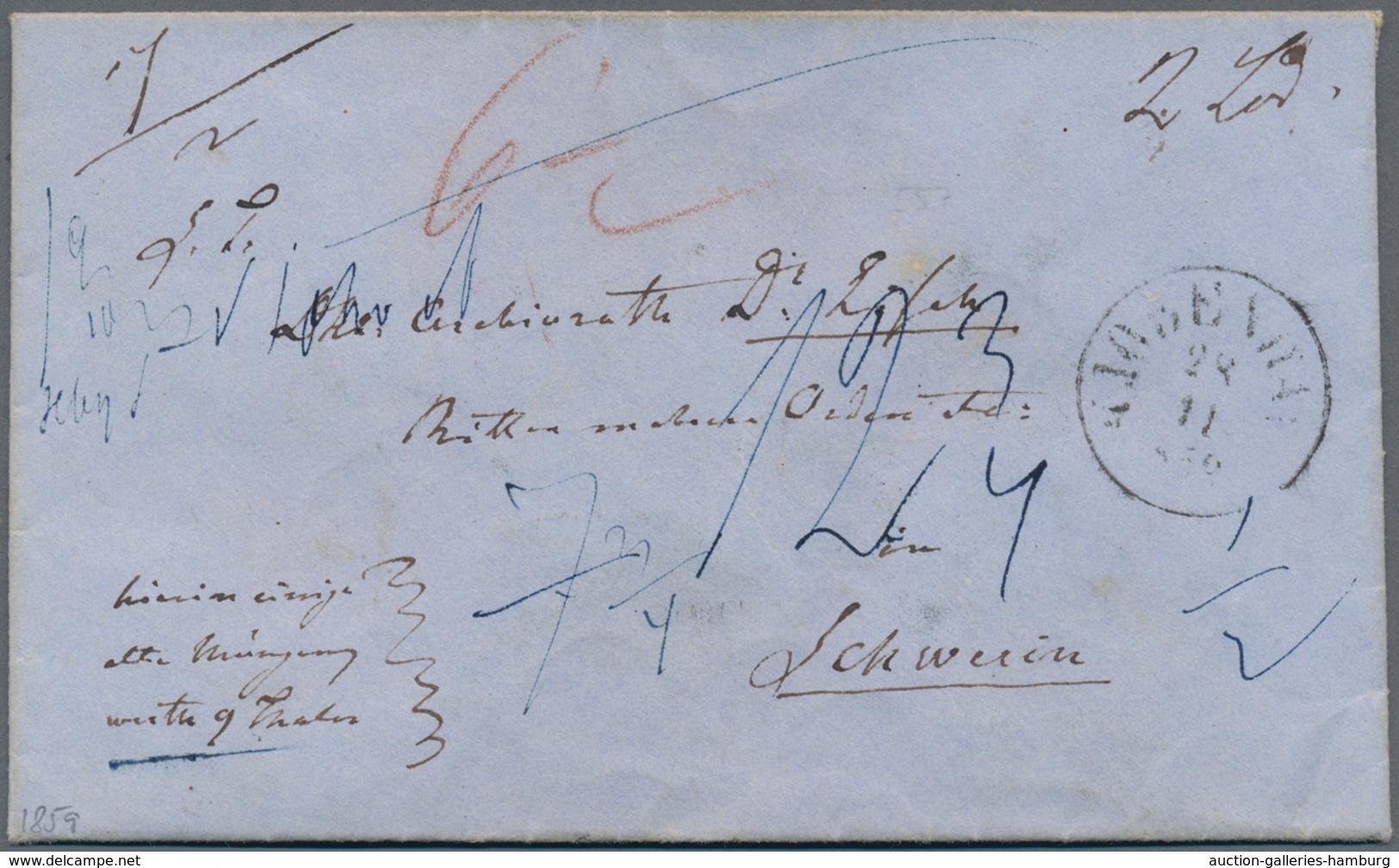 Dänemark: 1859, "KJOBENHAVN 28.11" Cds On RARE MONEY LETTER "Hiermit Einige Alte Münzen Werth 9 Thal - Usado