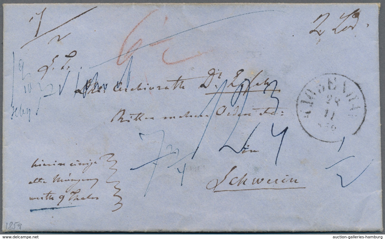 Dänemark: 1859, "KJOBENHAVN 28.11" Cds On RARE MONEY LETTER "Hiermit Einige Alte Münzen Werth 9 Thal - Used Stamps