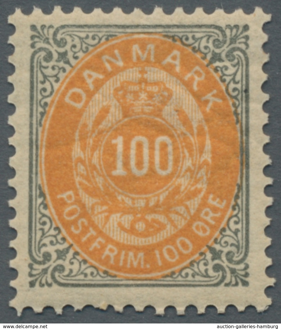 Dänemark: 1875-1903, Freimarken `Ziffern im Rahmen', 25 Werte ungebraucht, davon 23 mit Falz, zwei W