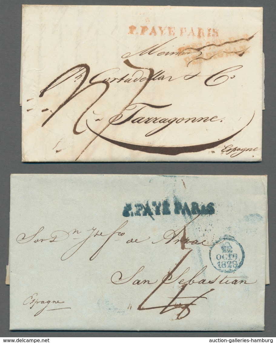 Frankreich - Vorphila: 1829, Zwei Briefe Von Paris Mit Einzeilerstempel "P. PAYE PARIS" In Rot Bzw. - 1849-1876: Classic Period