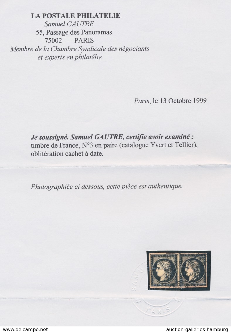 Frankreich: 1849-50, Kleines Lot Der 1. Ausgabe Mit Der 20 C. Einzeln (3y) Und Im Paar (3x, Mit Atte - Usados