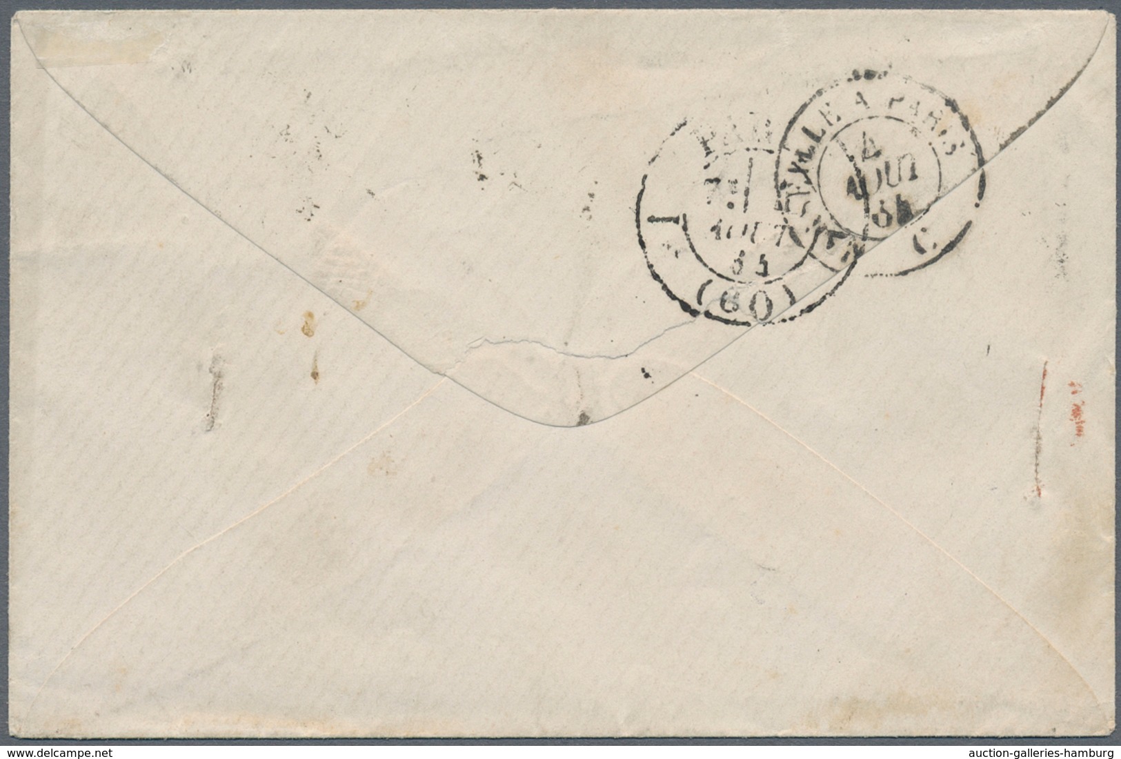 Frankreich: 1863, Disinfected Mail Black Oval Framed "PURIFIEE A TOULON" On Cover Franked With 20C E - Usados