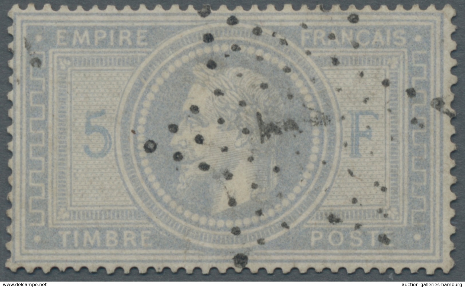 Frankreich: 1869, "Napoleon III." 5 Franc Graublau Entertet Mit Sternnummernstempel "1" (Paris). Die - Usati