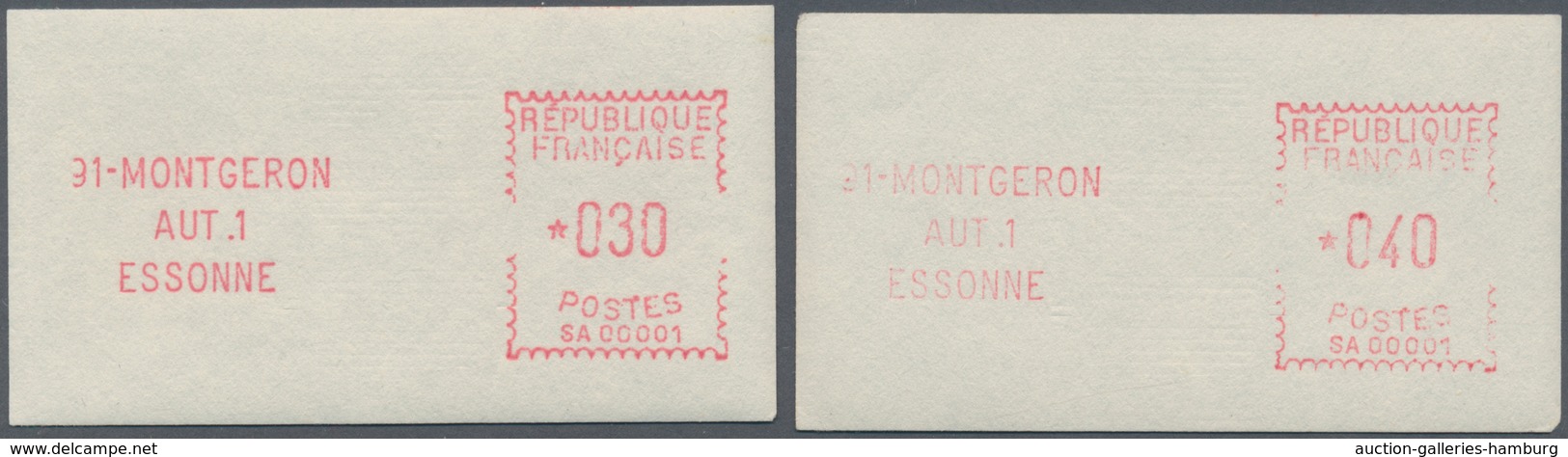 Frankreich - Automatenmarken: 1970, Monteron "SA 00001", Type 2, Offical Set Of Two Stamps 0.30fr. A - Sonstige & Ohne Zuordnung