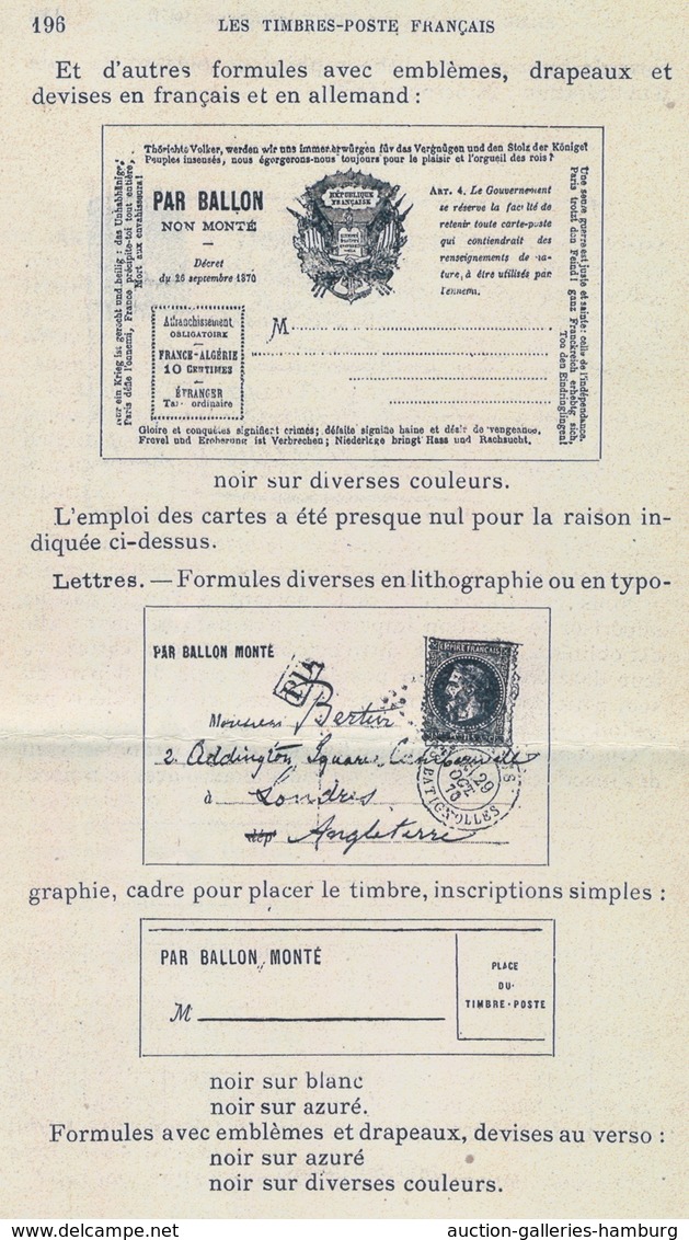 Frankreich - Ballonpost: 1872 THE ONLY KNOWN POSTALLY USED EXAMPLE OF THE PROPAGANDA "PAR BALLON MON - 1960-.... Cartas & Documentos