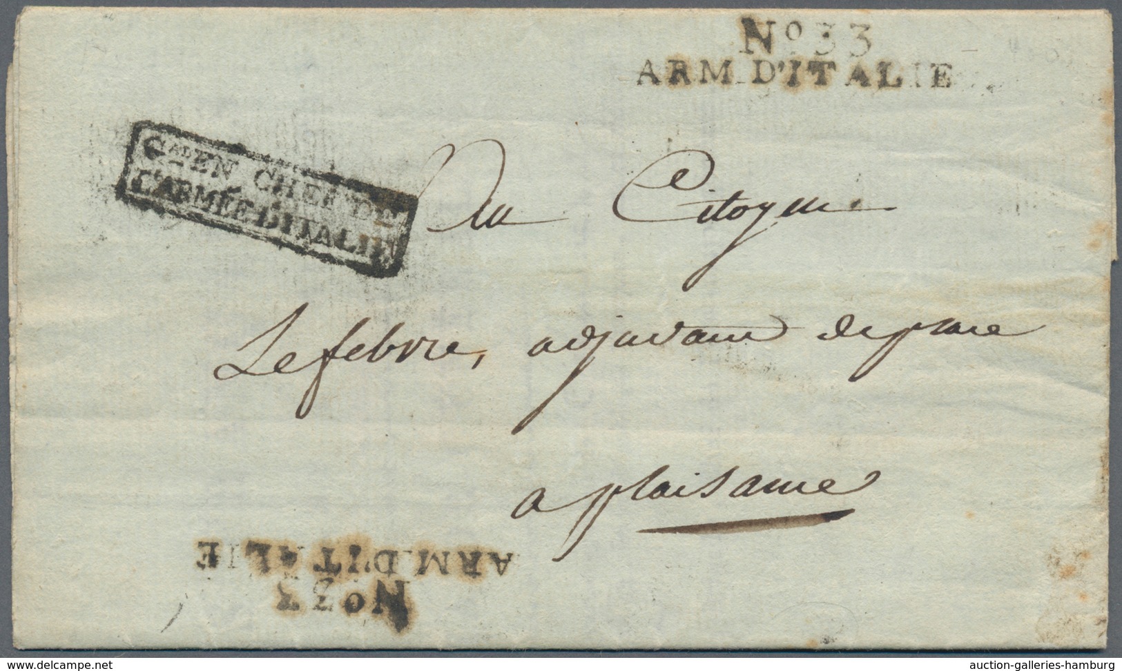 Frankreich - Militärpost / Feldpost: 1802 "Nº 33 ARM. D'ITALIE" (deux Frappes De Ce Cachet Sur La Mê - Military Postage Stamps