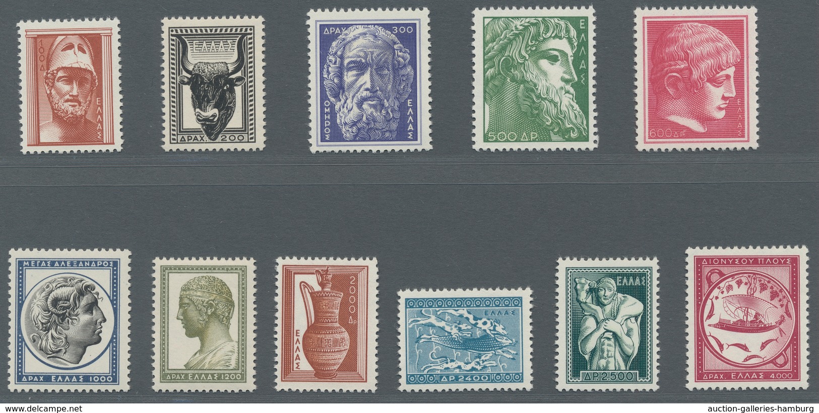 Griechenland: 1954, Definitives", Mint Never Hinged, Very Fine, Mi. 320,--. ÷ 1954, "Freimarken", Po - Other & Unclassified