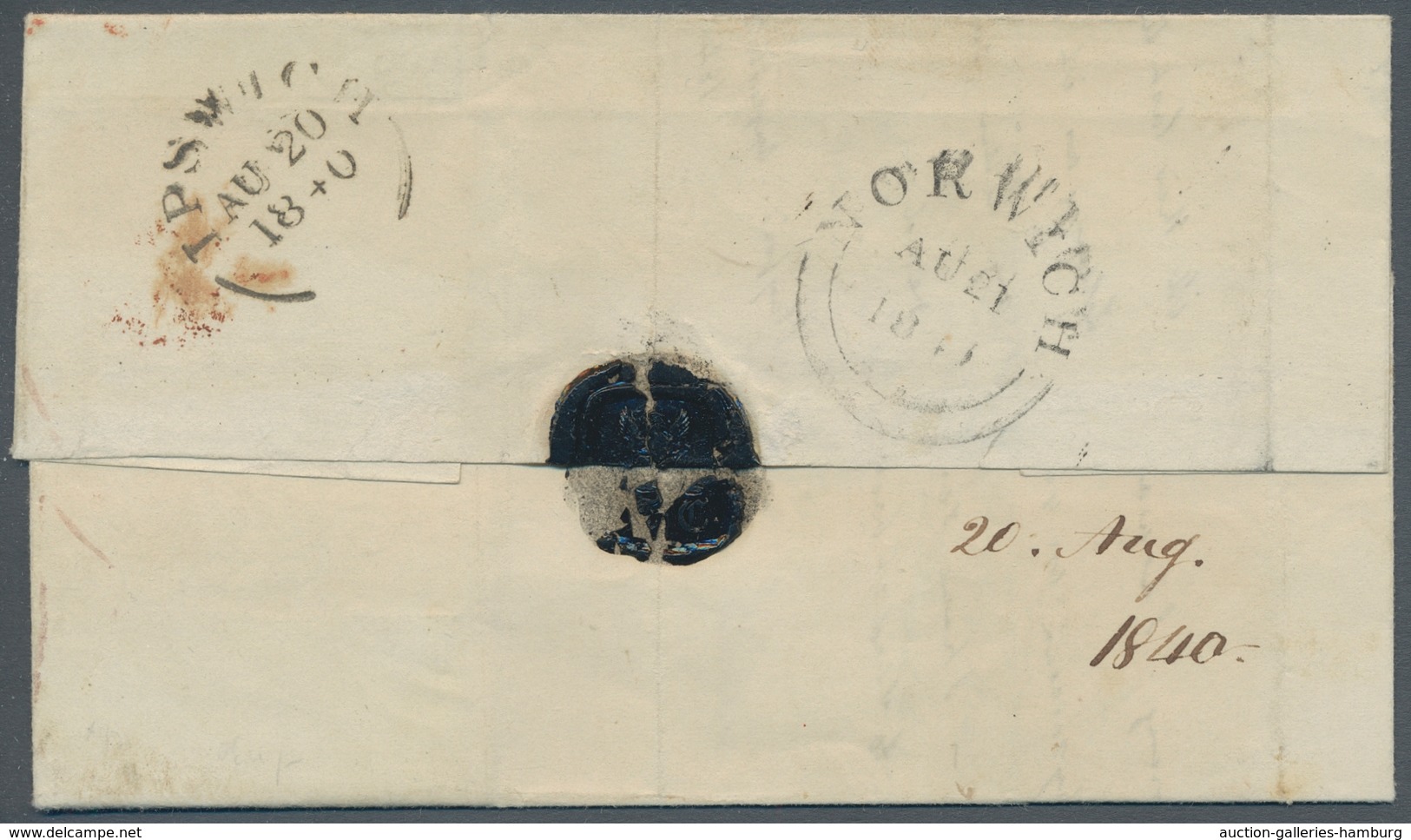 Großbritannien: 1840, 2 Pence Blue, Plate 1, With Full Margins From The Upper Margin In Bright Colou - Other & Unclassified