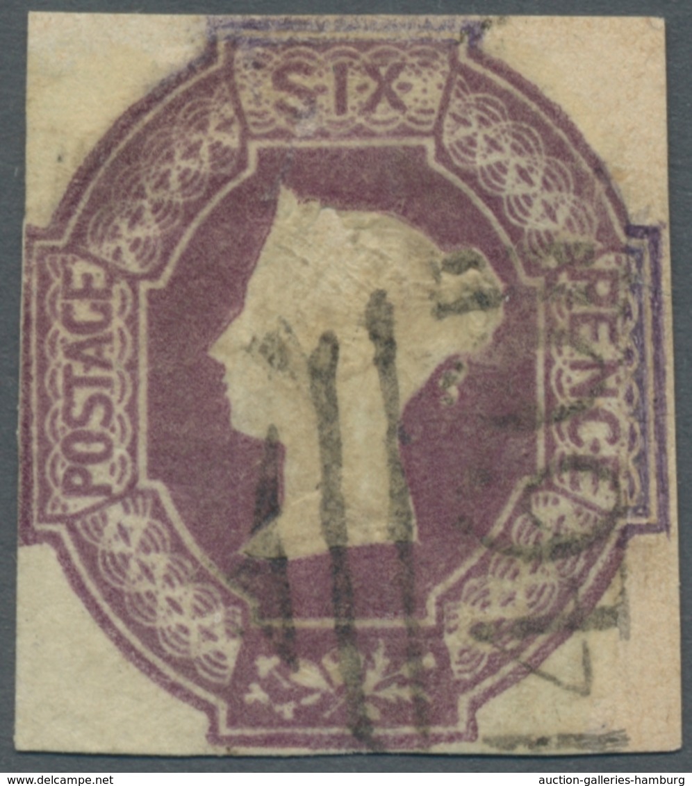 Großbritannien: 1847, Queen Victoria Embossed, Six Pence Dull Lilac, Cut-square Stamp With Numeral C - Other & Unclassified