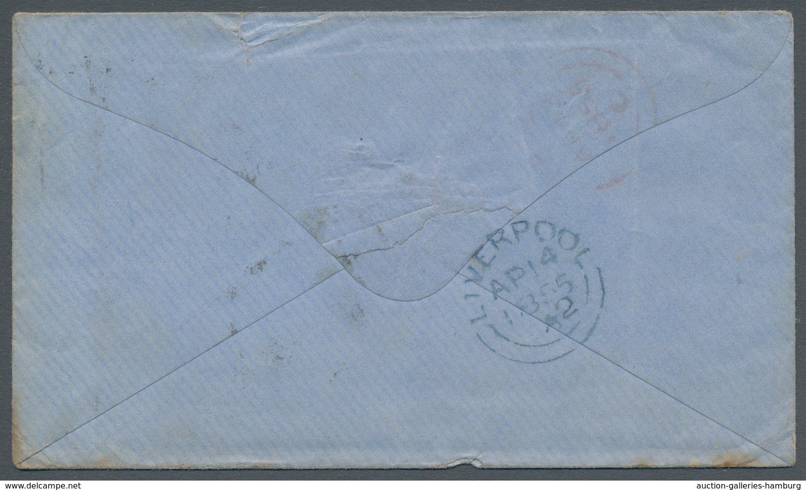 Großbritannien: 1855, 6 Pence Dull Lilac, Cut-square Generously On A Letter From Liverpool To Toront - Other & Unclassified