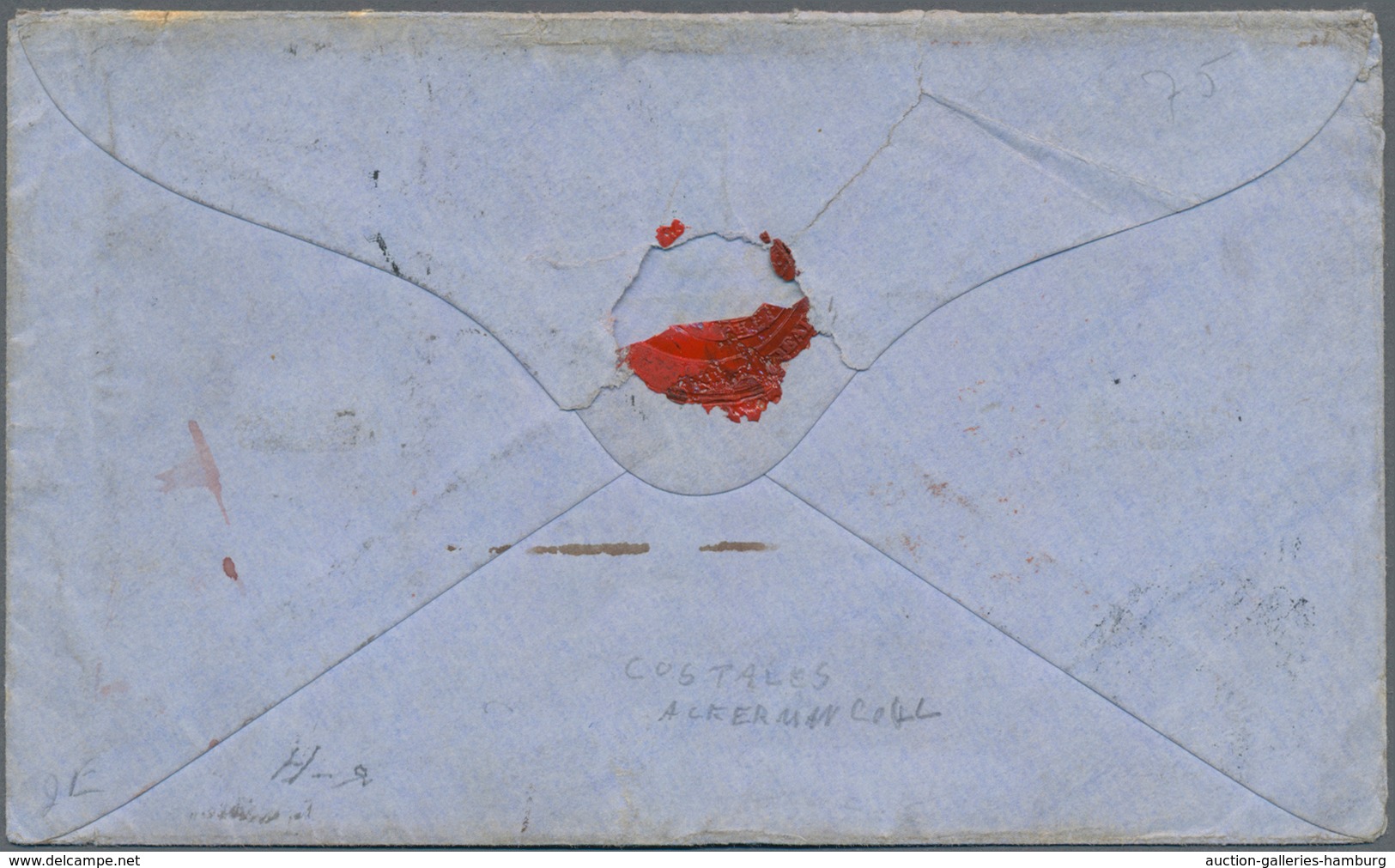 Großbritannien: 1856, 4c Carmine-red In Stripe Of Three Cancelled With "W.C. 9" On Cover From London - Otros & Sin Clasificación