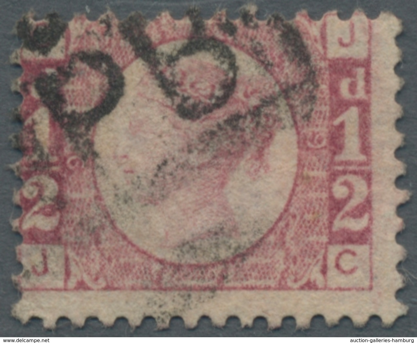Großbritannien: 1870, Queen Victoria, 1/2 Penny Rose-red With The Rarest Plate Number "9", Cancelled - Other & Unclassified
