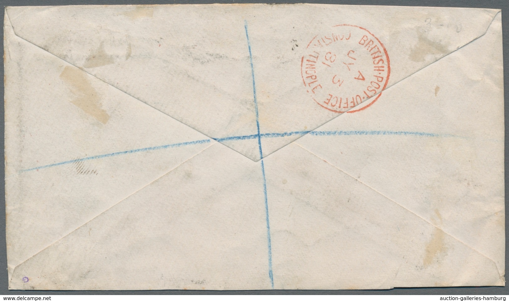 Großbritannien: 1880, Four-colour Franking Consisting Of Postage Stamps, Postal Stationary Cover And - Otros & Sin Clasificación