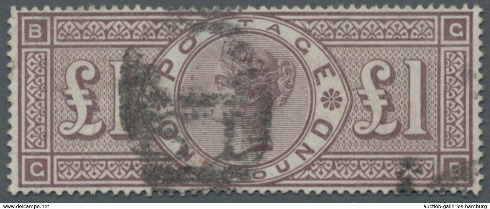 Großbritannien: 1888, Queen Victoria, One Pound Brown-lilac With Watermark 10 (SG 48 - Orb), Cancell - Other & Unclassified