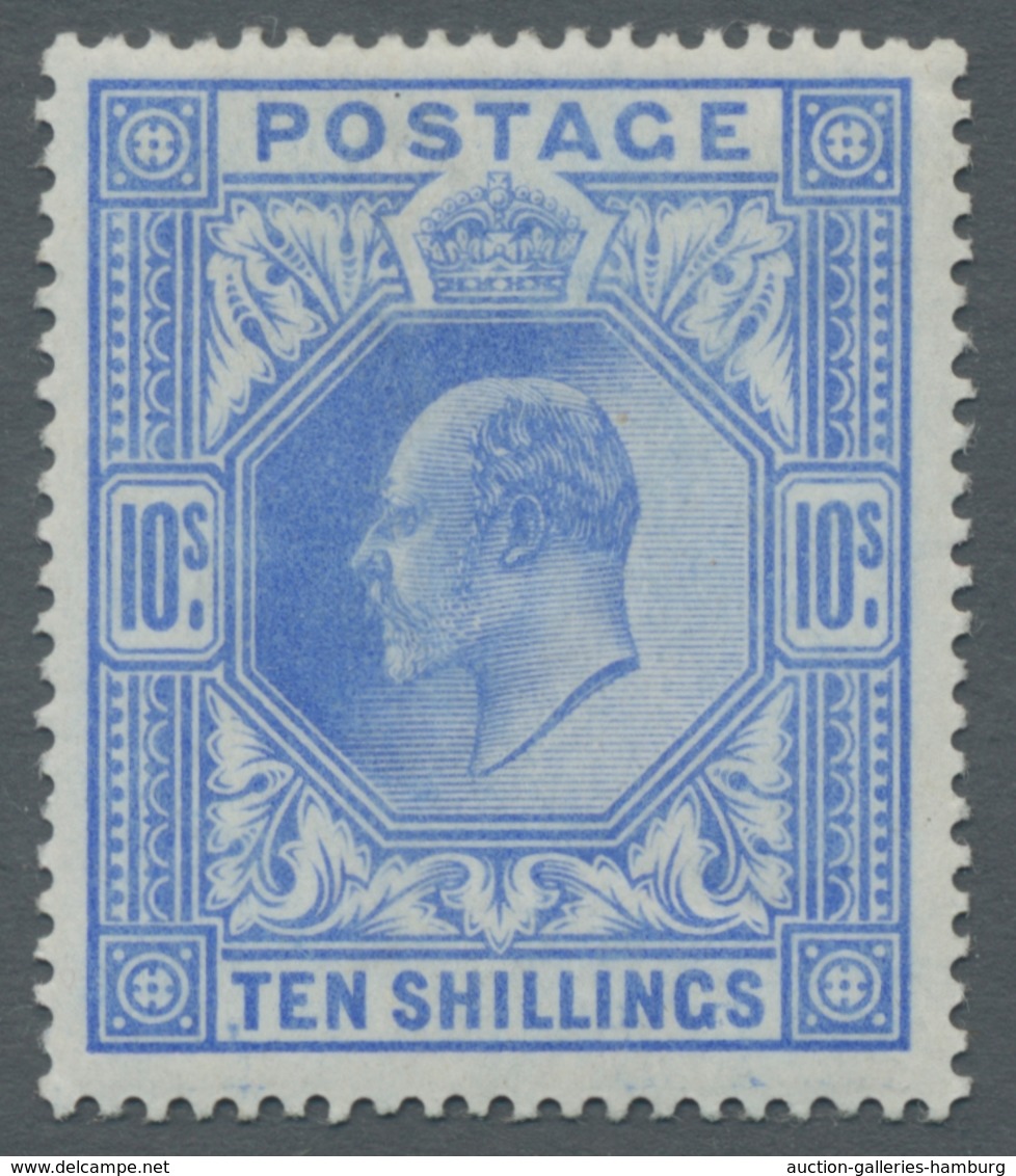 Großbritannien: 1902, Edward VII., 10 Shillings Blue In Very Fine Condition Mint Hinged. The Perfora - Other & Unclassified