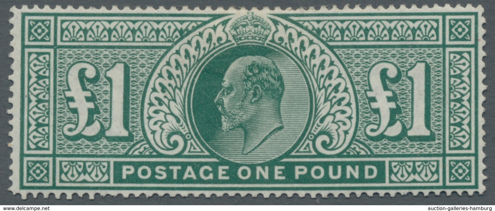 Großbritannien: 1902, Edward VII., One Pound Deep Green In Fine Condition Mint Hinged. Perforation I - Otros & Sin Clasificación