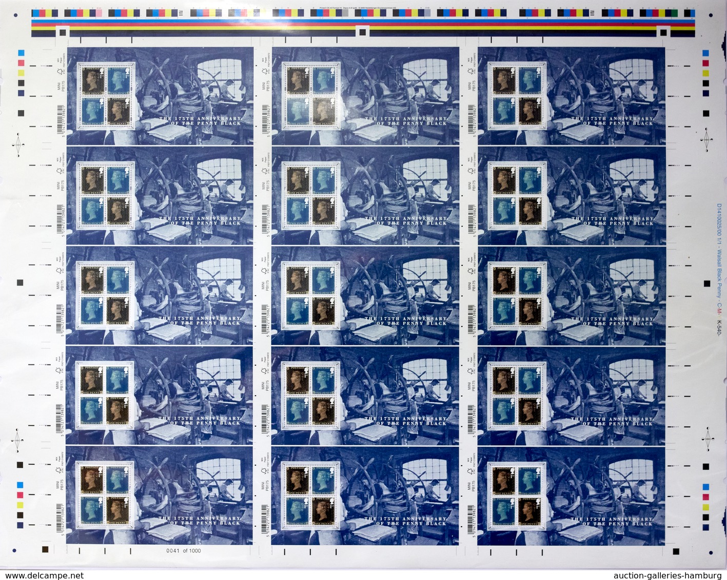 Großbritannien: 2015, "175 Years Penny Black", MNH Print Sheet To 15 Blocks In Good Condition, Wonde - Otros & Sin Clasificación