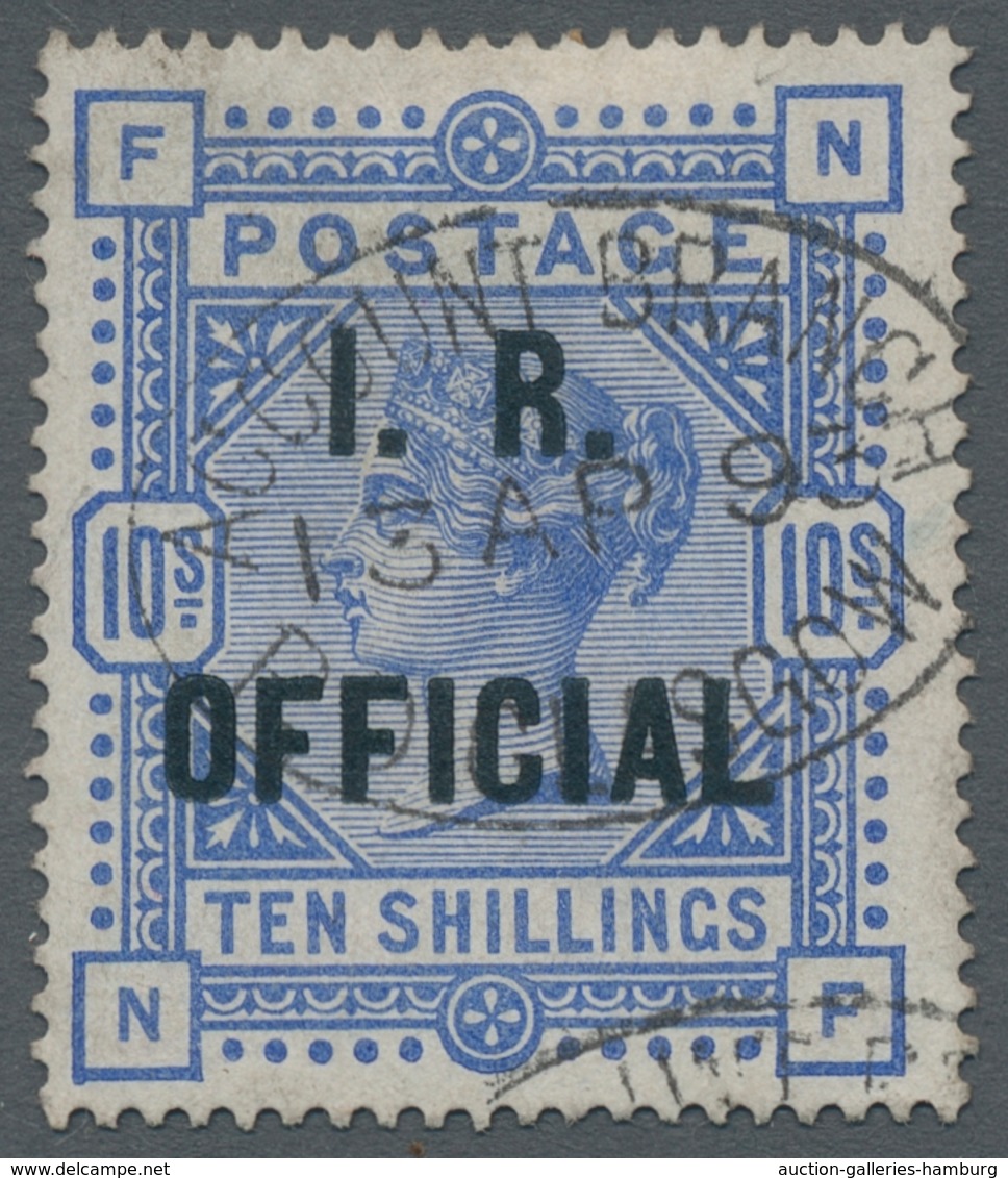 Großbritannien - Dienstmarken: 1885, "10 Sh. Ultramarine", Extremely Colorfresh Value With Clear GLA - Officials