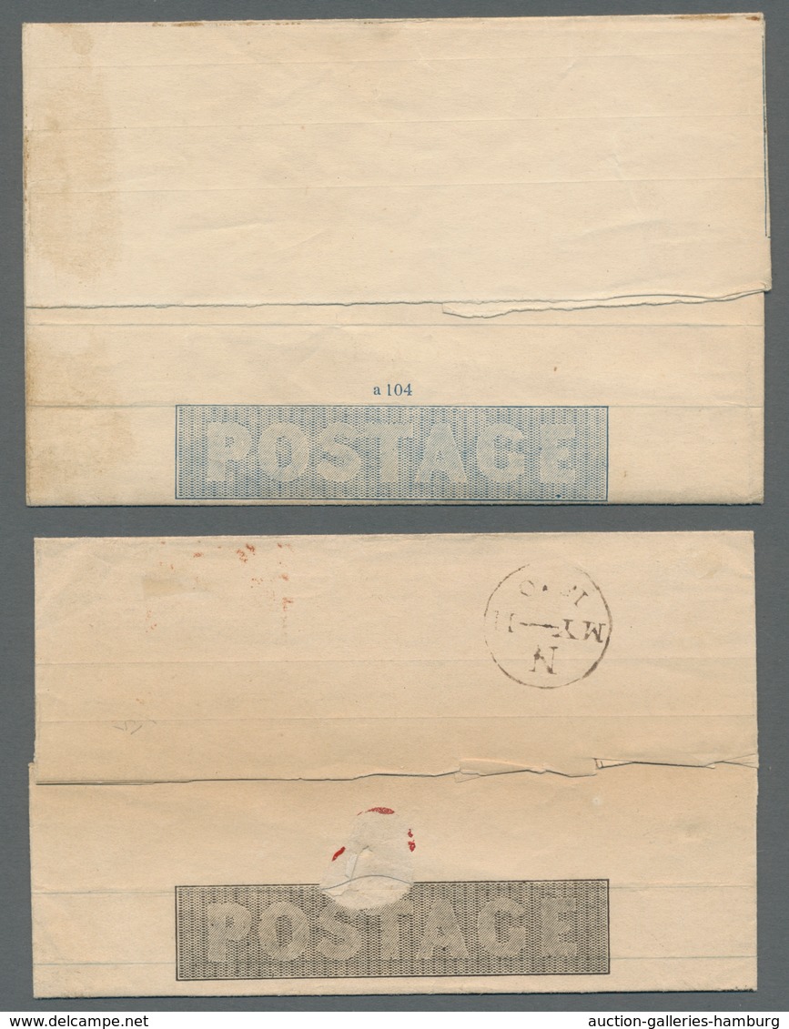 Großbritannien - Ganzsachen: 1840, The Two Mulready Envelopes. Included Is The One Penny Black, Used - 1840 Mulready Envelopes & Lettersheets