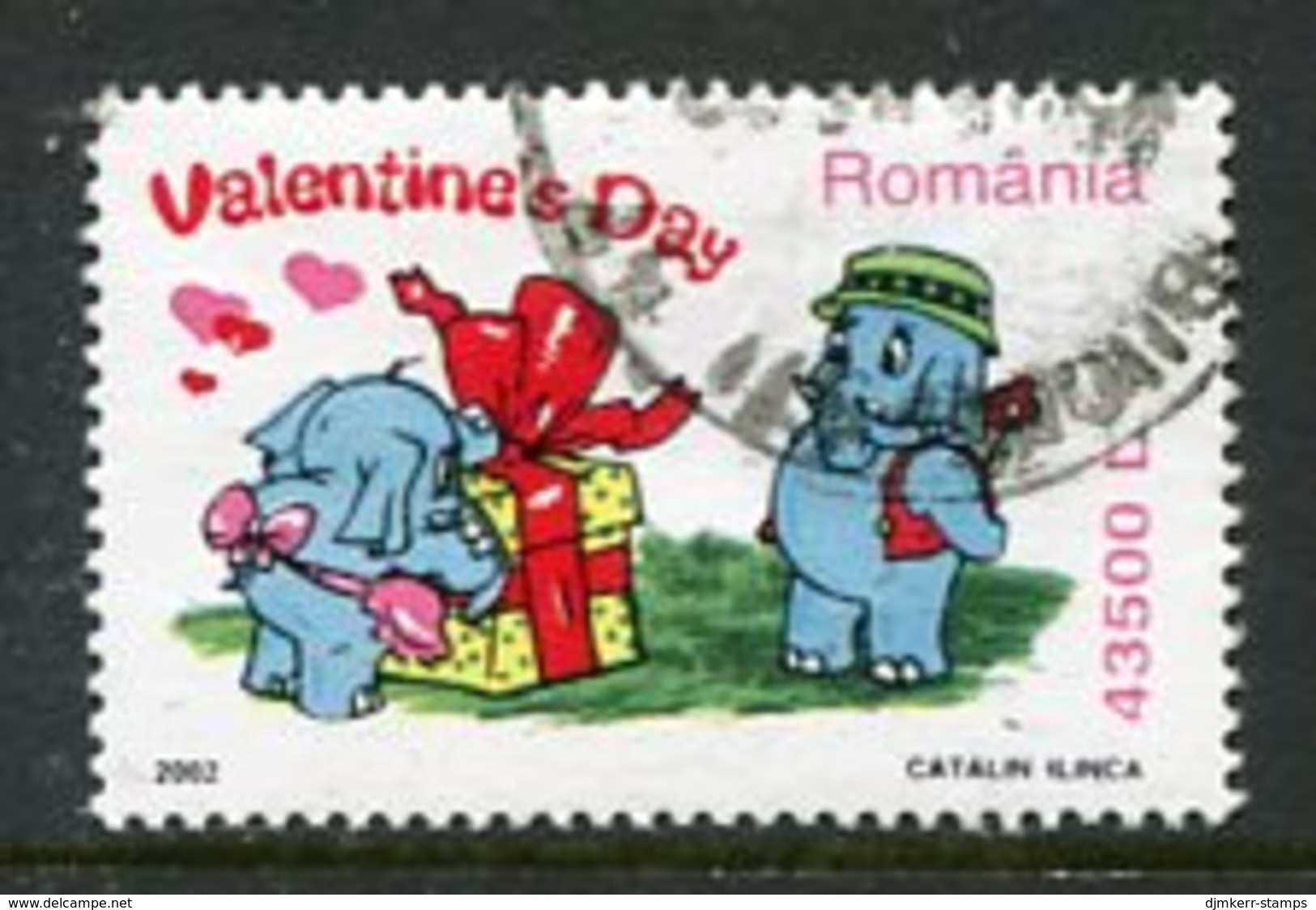 ROMANIA 2002 Valentines Day 43500 L. Used.  Michel 5640 - Usado