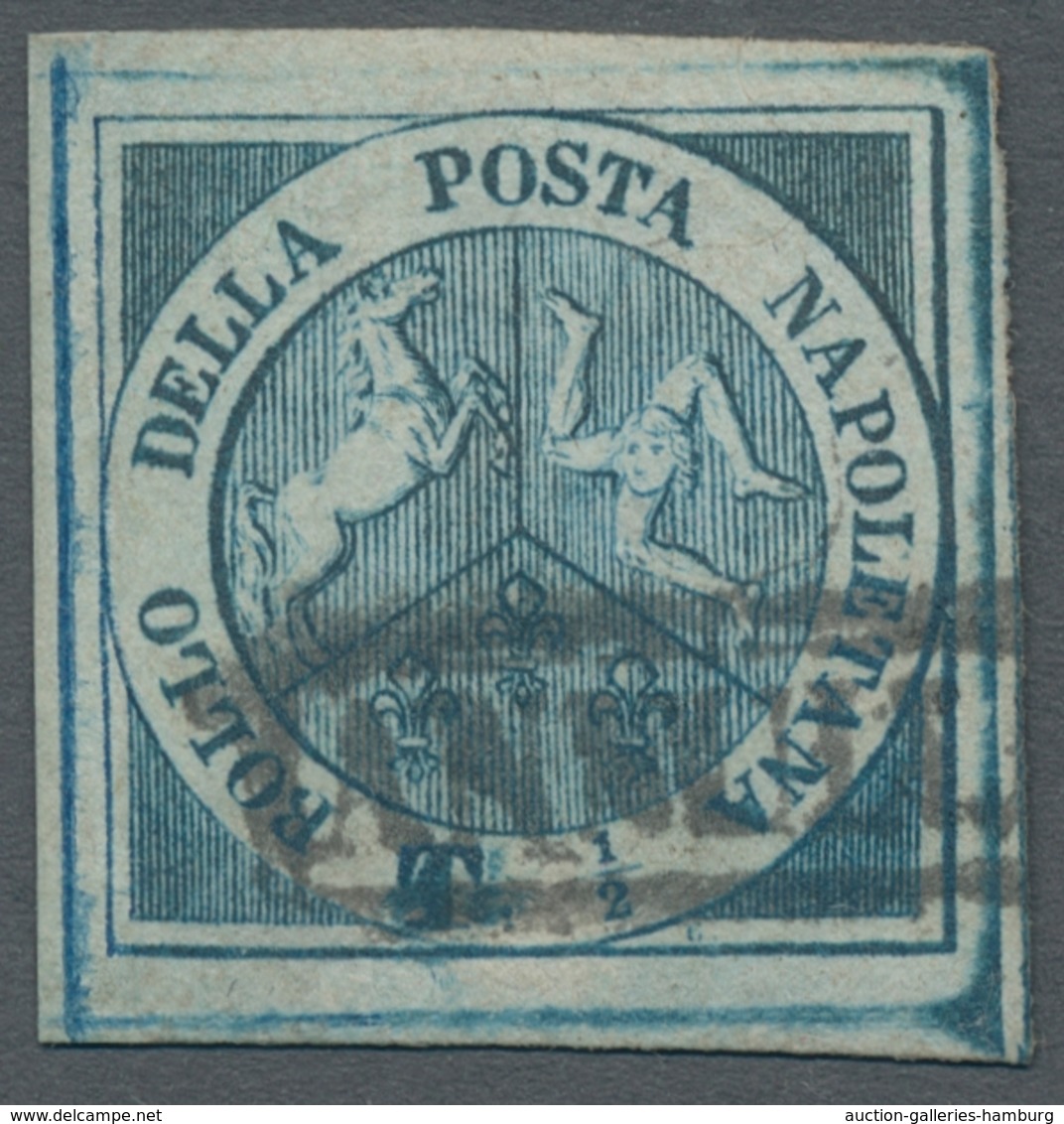 Italien - Altitalienische Staaten: Neapel: 1860, "½ Tor. Trinacria", Color-fresh Value Of This Rare - Nápoles